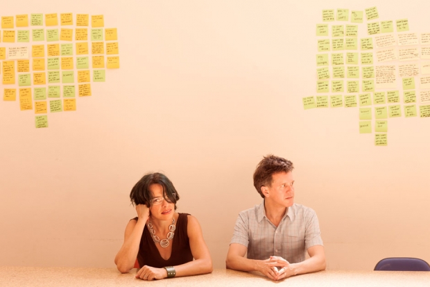 Laura Ballance and Mac McCaughan of Superchunk at the MERGE Records office. / Photo by Jeremy M. Lange