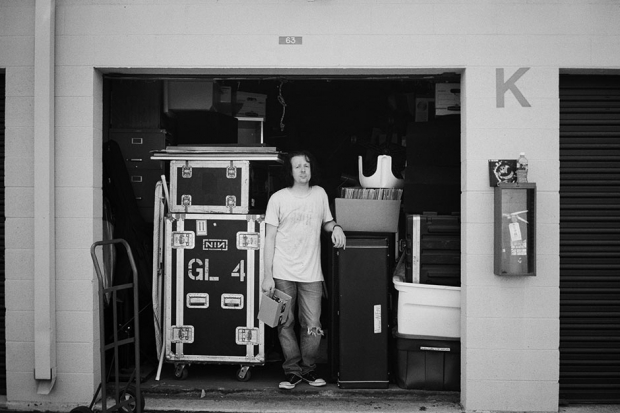 Aaron North with his musical gear, Redlands, California, August 2013 / Photo by Magdalena Wosinska for SPIN