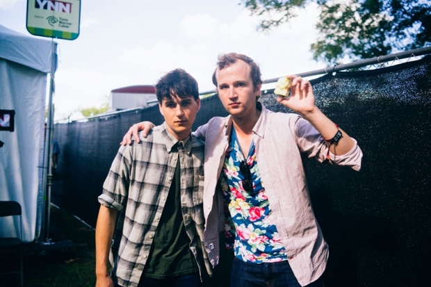 Half of Vampire Weekend, Ezra Koenig and Chris Baio, at ACL, 2013 / Photo by Chad Wadsworth