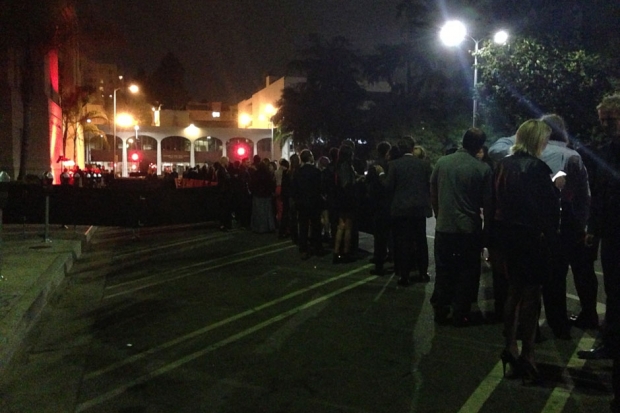 The line outside Daft Punk's Grammy Afterparty, Park Plaza, Los Angeles / Photo by Jem Aswad