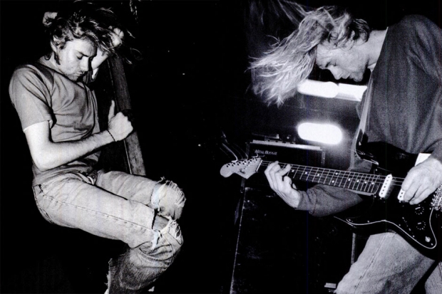 Cobain curls up and dreams of unripped jeans, then lets his Mesa out to boogie, 1991