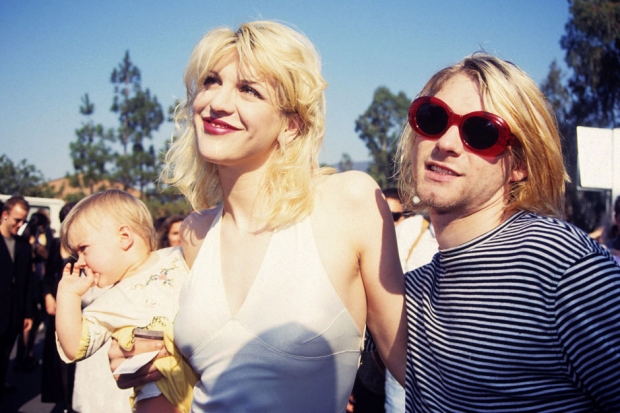 Love and Cobain with Frances Bean at the MTV VMAs, September 2, 1993. / Photo by Terry McGinnis/WireImage