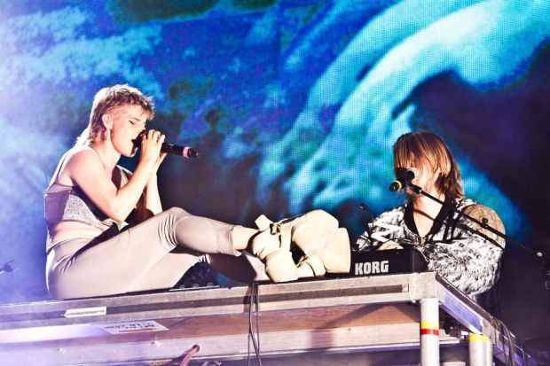 Robyn and Röyksopp at Pier 97 in New York City, August 20, 2014 / Photo by Jolie Ruben for SPIN