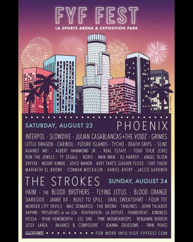 FYF Fest 2014 Lineup Death Grips Blood Brothers Strokes Interpol