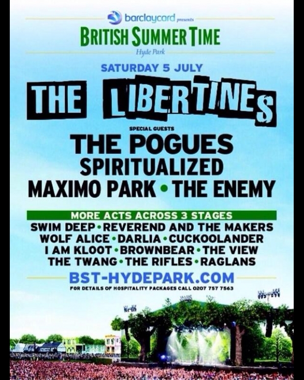 Libertines reunion Spiritualized Pogues hyde park