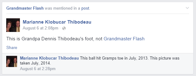 Grandma Grandmaster Flash Facebook Tag Accidental Tagging